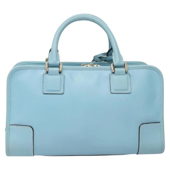 LOEWE Anagram Amazona 28 Hand Bag Leather Light Blue Gold - Picture 2 of 16